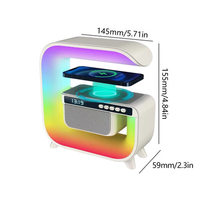 Multifunctional Speaker Alarm Clock Wireless Charger Colorful Night Light Subwoofer Bluetooth-Compatible Christmas Birthday Gift